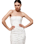 Lilly White Floral Embroidered Midi Evening Dress