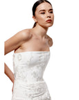 Lilly White Floral Embroidered Midi Evening Dress