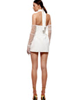 Tiffany Floral Choker Detail White Mini Evening Dress