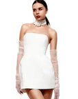 Tiffany Floral Choker Detail White Mini Evening Dress