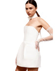 Tiffany Floral Choker Detail White Mini Evening Dress