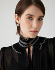 Exquise Black Pleated Long Sleeve Midi Chiffon Bohemian Black Dress - Porterist 4