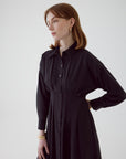 Exquise Black Shirt Dress with Fitted Waist - Porterist 4
