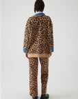 Exquise Brown Denim Garnished Leopard Oversized Cardigan - Porterist 2