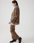 Exquise Brown Denim Garnished Leopard Oversized Cardigan - Porterist 5
