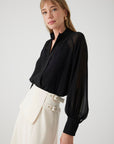 Exquise High Waist Button Detail Wide Leg Regular Black Denim Pants - Porterist 6