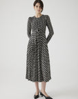 Exquise Geometric Patterned Midi Dress with Tie Detail - Porterist 1