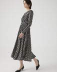 Exquise Geometric Patterned Midi Dress with Tie Detail - Porterist 3