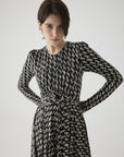 Exquise Geometric Patterned Midi Dress with Tie Detail - Porterist 6