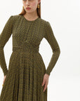 Exquise Geometric Patterned Midi Dress with Tie Detail - Porterist 3