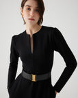 Exquise Long Black Dress with Belt - Porterist 2