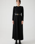 Exquise Long Black Dress with Belt - Porterist 3