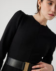 Exquise Long Black Dress with Belt - Porterist 5
