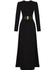 Exquise Long Black Dress with Belt - Porterist 6