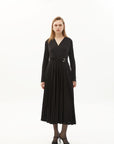 Exquise Midi Pleated Stretch Black Knit Dress - Porterist 1