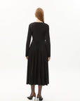 Exquise Midi Pleated Stretch Black Knit Dress - Porterist 2