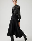Exquise Plaid Patterned Button Detailed Regular Black Chiffon Blouse - Porterist 4