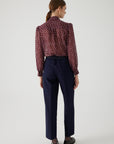 Exquise Polka Dot Chiffon Shawl Collar Regular Blouse - Porterist 2