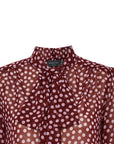 Exquise Polka Dot Chiffon Shawl Collar Regular Blouse - Porterist 6