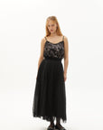 Exquise Polka Dot Velvet Detailed Sheer Black Skirt - Porterist 3