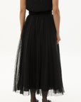 Exquise Polka Dot Velvet Detailed Sheer Black Skirt - Porterist 4