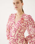 Printed Puff Sleeve V - neck Dress | Porterist