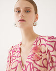 Printed Puff Sleeve V - neck Dress | Porterist