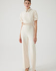 Exquise Regular Bone Jumpsuit with Stone Collar - Porterist 5