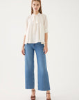 White Neck Tie Semi - sheer Blouse | Porterist