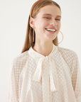 White Neck Tie Semi - sheer Blouse | Porterist