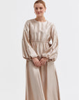 Embroidered Balloon Sleeve Dress Sand Beige Ka B Fınal Item - Porterist 5