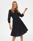 Black Skirt Pleated Detailed Cotton Voile Dress Fınal Item - Porterist 1