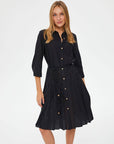 Black Skirt Pleated Detailed Cotton Voile Dress Fınal Item - Porterist 2