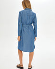 Cargo Pocket Detailed Lyocell Shirt Jean Dress 68434 Porterist - 3