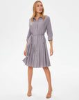 Taupe Skirt Pleated Detailed Cotton Voile Dress 67216