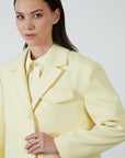 Box Form Yellow Jacket With Pocket Flap Sponge Detail