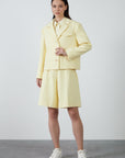 Box Form Yellow Jacket With Pocket Flap Sponge Detail