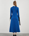 Midi Size Navy Blue Sports Dress With Grain Stripe d Buckle