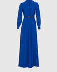 Navy Blue Long Dress With Belt Detail | Porterist