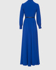Navy Blue Long Dress With Belt Detail | Porterist