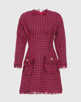 Two Pocket Tweed Pink Dress With Crowbar Pattern | Porterist