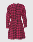 Two Pocket Tweed Pink Dress With Crowbar Pattern | Porterist