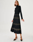 Gold Lurex Detailed Midi Knitwear Skirt Fınal Item - Porterist 1