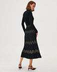 Gold Lurex Detailed Midi Knitwear Skirt Fınal Item - Porterist 2
