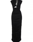 Black Chain Chest Detailed Maxi Jersey Dress - Porterist 4