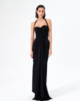 Black Diana Necktie Maxi Jersey Dress  - Porterist 1