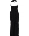 Black Diana Necktie Maxi Jersey Dress  - Porterist 3