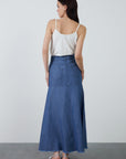 High Waist Flared Long Dark Blue Denim Skirt Fınal Item - Porterist 3