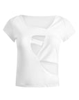 Assymetric Cut Out White T-Shirt