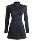 Harvey Mini Mock Neck Blue Dress